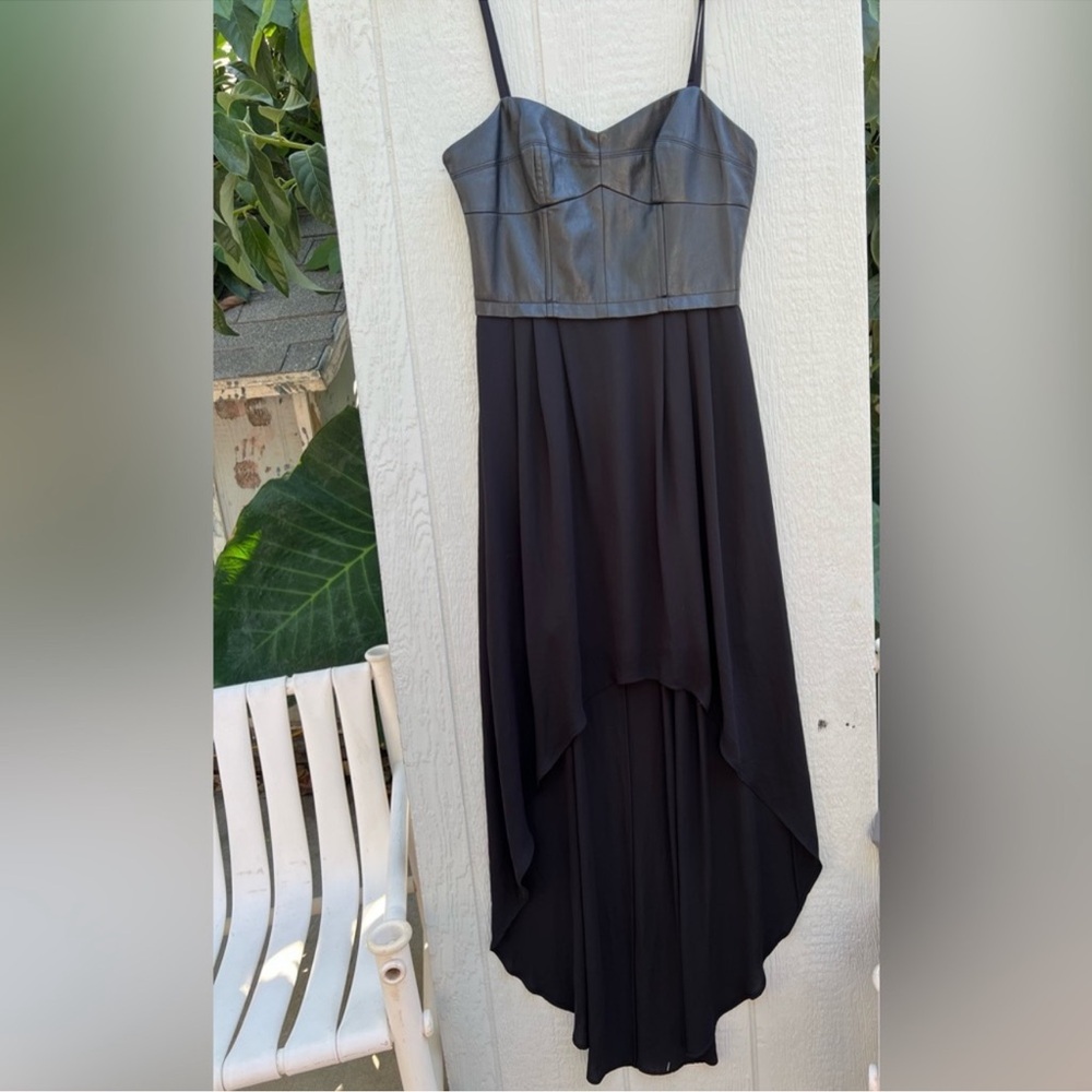 Bcbgmaxazria high low black flowy dress